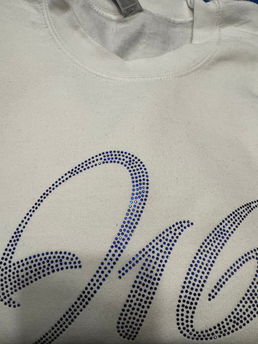 J16 - T-Shirt - White with Royal Blue Rhinestones